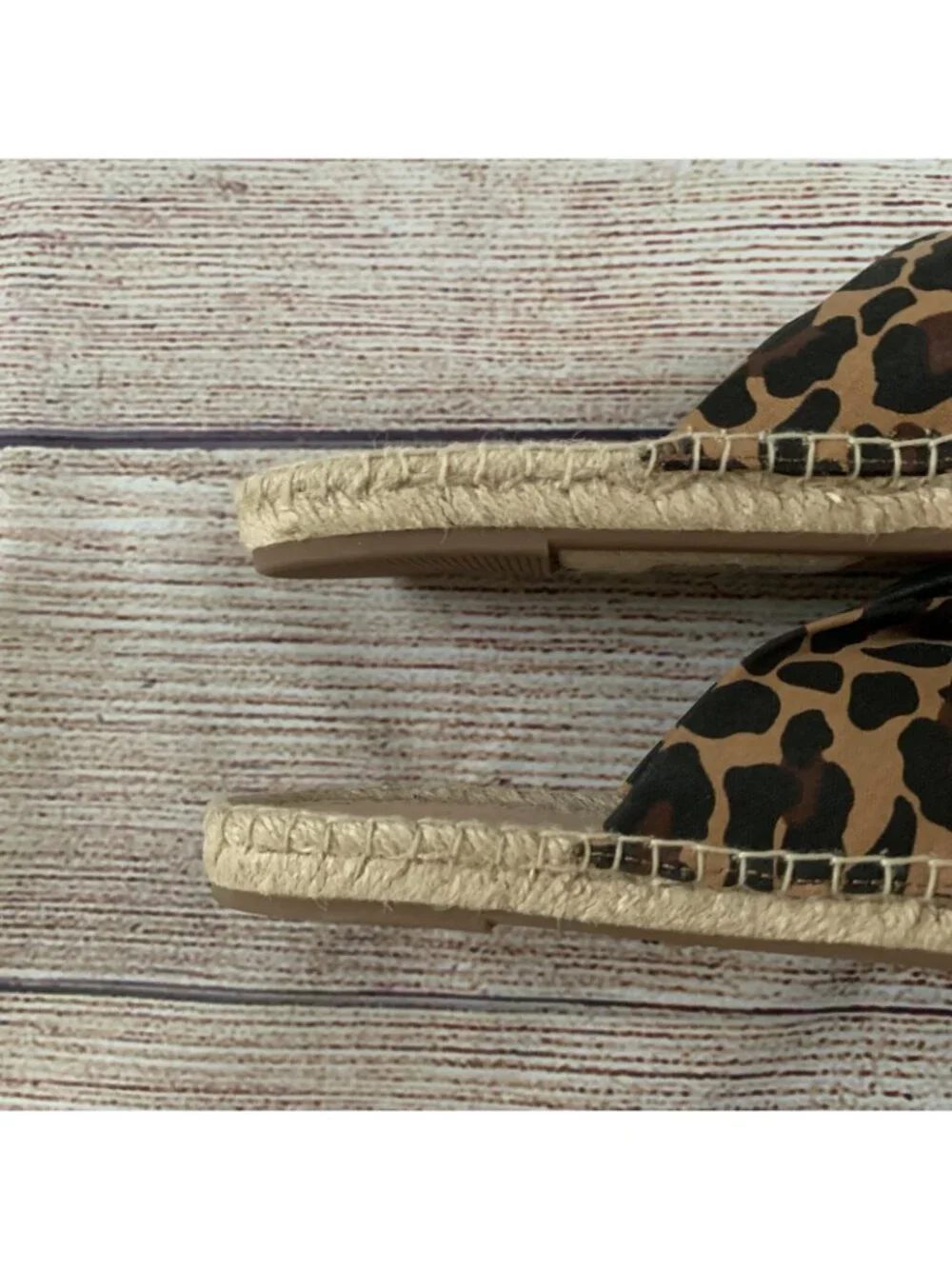 J. Crew Brown Leopard Open Toe Twisted Jute Espadrille Sandals